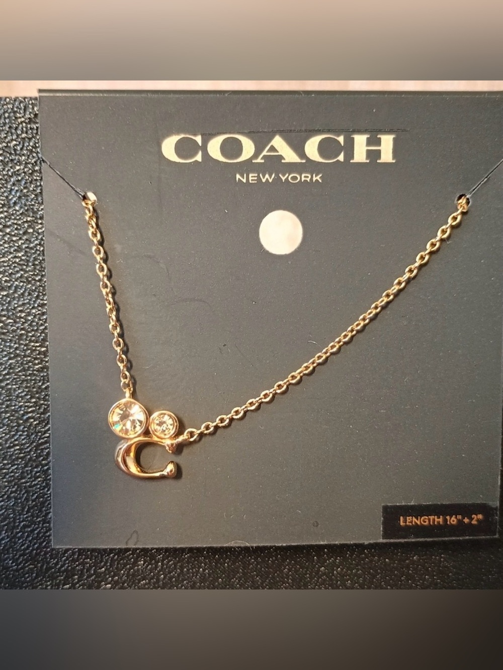 Coach Gold-tone 'C' Pendant Necklace with Crystal Accents